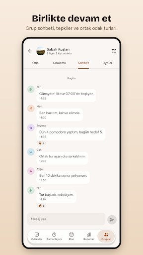 Birlikte devam et: grup sohbeti ve ortak odak turları